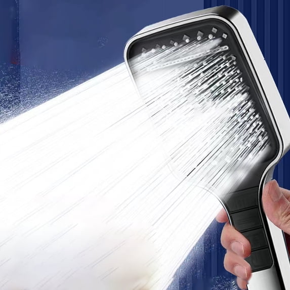 High-Pressure Rainfall Shower Head, 10" Black or Silver, Multi-Function Bathroom Sprayer with Push-Button Control, Durable Plastic, Easy-Clean Nozzles, 300g/0.66lb