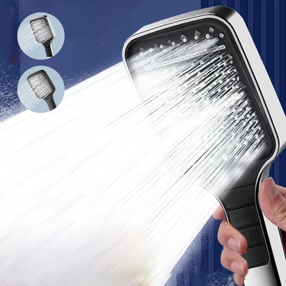 High-Pressure Rainfall Shower Head, 10" Black or Silver, Multi-Function Bathroom Sprayer with Push-Button Control, Durable Plastic, Easy-Clean Nozzles, 300g/0.66lb
