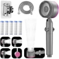 thumbnail image 1 of High Pressure Shower Head with 15 Stage Hard Water Filter, 30° Adjustable Showerhead with 59in Hose and Pause Switch, Swivel Massage Shower Heads with 4 Modes for Residual Chlorine Removal, 1 of 9