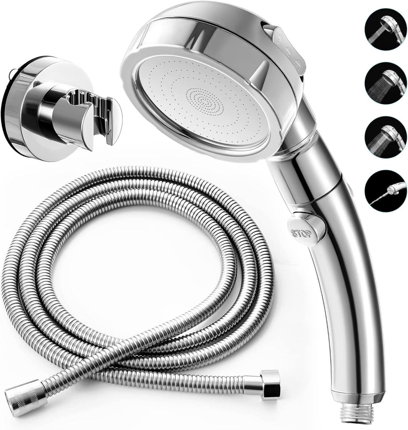 High Pressure Shower Head, 3Settings Handheld Showerhead with ON/Off