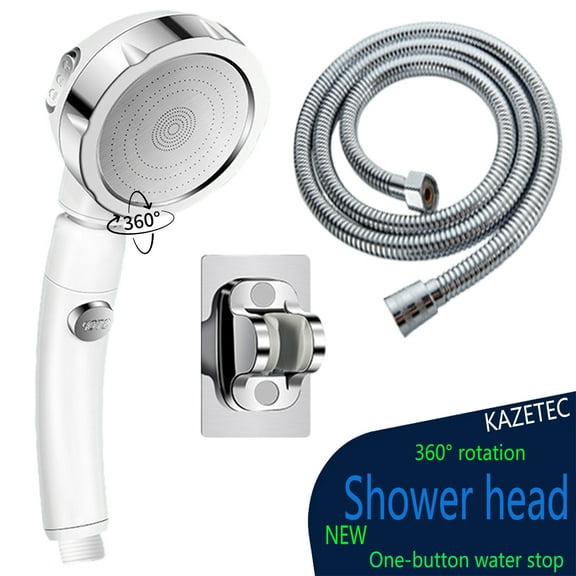 High Pressure Shower Head, 3 Spray Modes Shower Wand with Shut Off Button, Removable Camper Shower Head with Hose and Adjustable Angle Bracket
