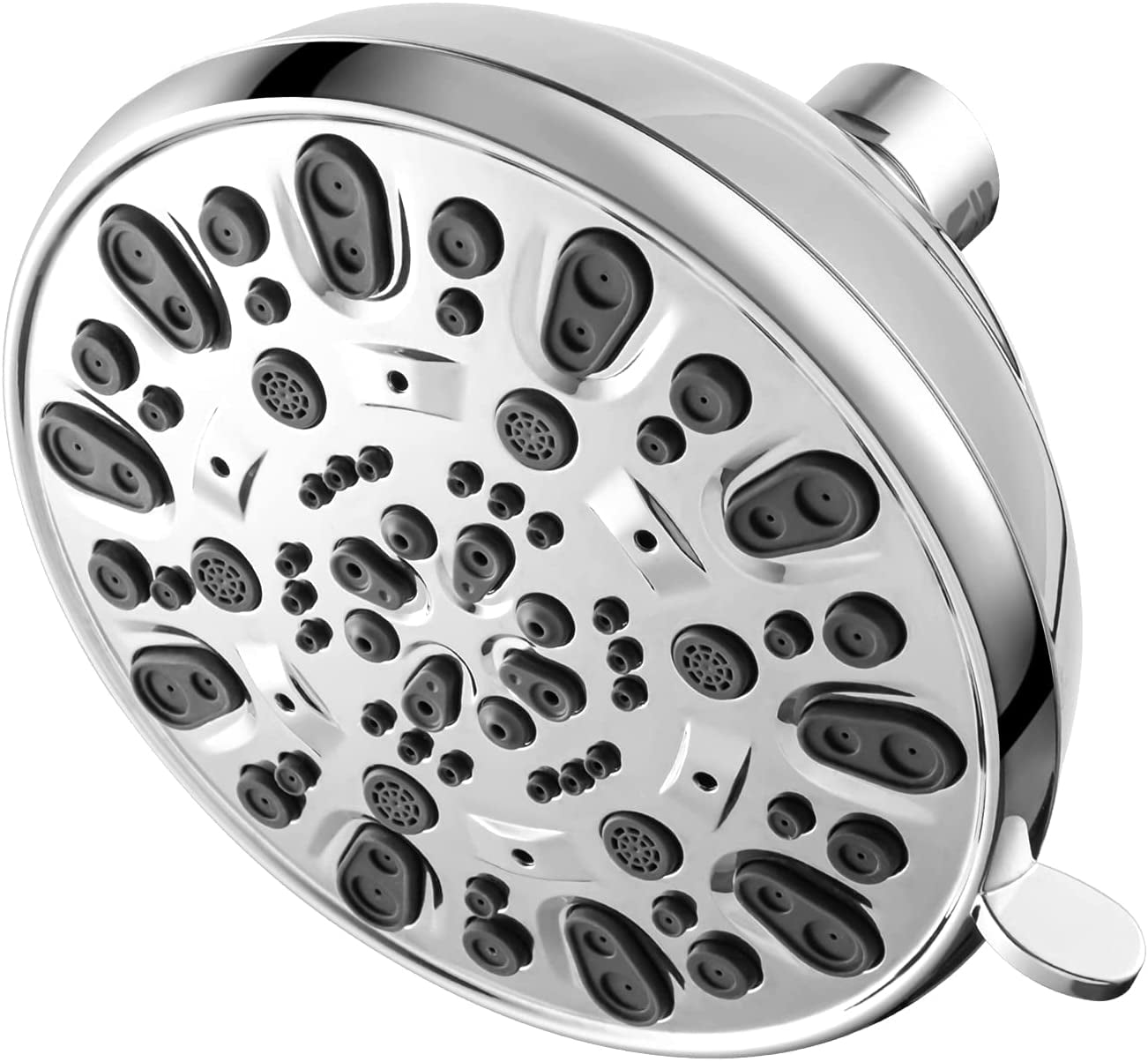 High Pressure Shower Head 4.7" Rain Fixed Showerhead 7-Spray Setting with Adjustable Brass Swivel Ball Joint - Excellent Replacement for Your Bath Shower Head (FM-001 Chrome)