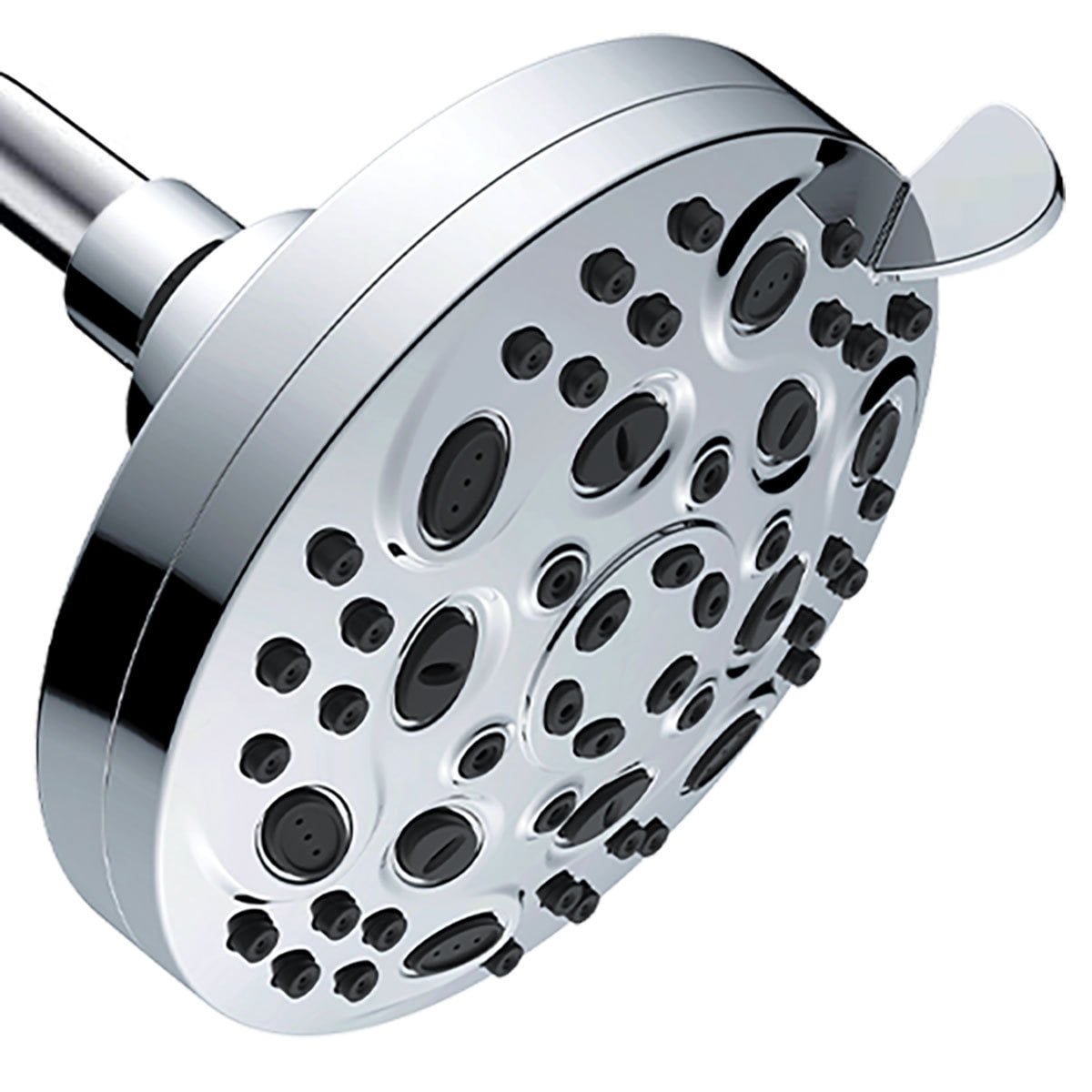 High Pressure Shower Head 5" Rain Fixed Showerhead 8-Spray Setting with Adjustable Brass Swivel Ball Joint - Excellent Replacement for Your Bath Shower Head