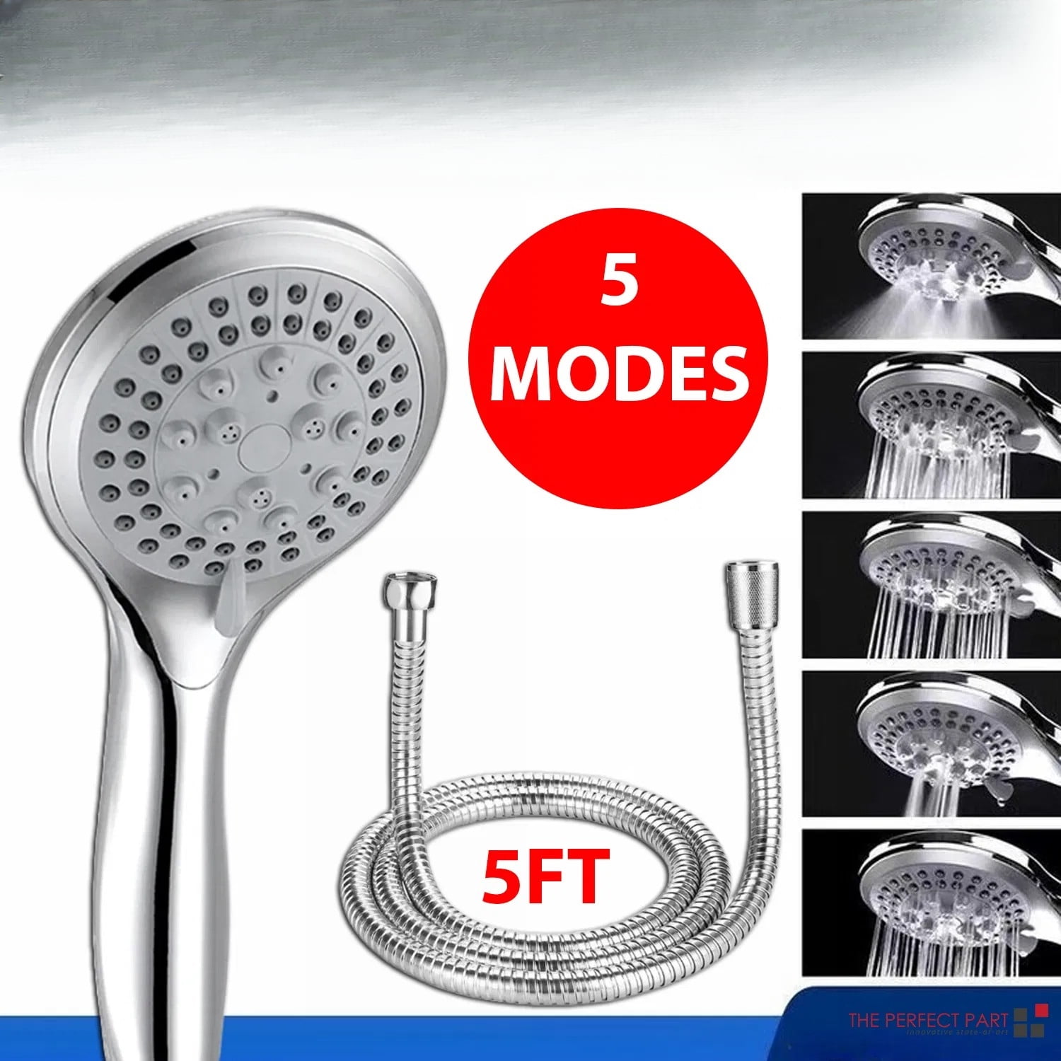 High Pressure Shower Head with 5 Settings - Handheld Shower Head with 5 ...