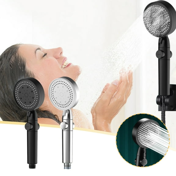 High Pressure Shower Head 5 Spray Modes Filtered Water Saving Showerhead with Water Stop Function for Strong Flow Home Bathroom Upgrade, UKHBMC | Black