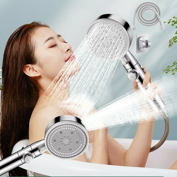 High Pressure Shower Head with Handheld - 8 Spray Modes | 78in Stainless Steel Hose | Adjustable Holder | ABS Construction | Gray/Silver | Bathroom Upgrade