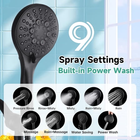 High Pressure Shower Head with Handheld, 9 Spray Settings, Oil-Rubbed Bronze