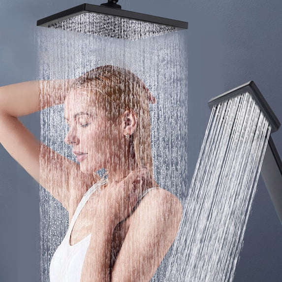 High Pressure Shower Head - Large 8-Inch Rainfall Panel with Turbocharged Spray - Adjustable Multi-Function Nozzle - Universal Fit with Easy Installation - Rust-Resistant ABS Plastic for Bathroom