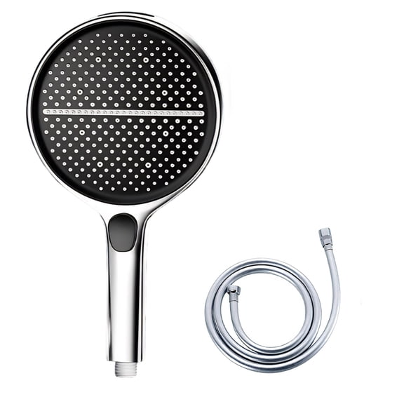 High Pressure Shower Head Set, 5.9 in (15 cm) Large Panel Handheld Shower Head with 59 in (150 cm) Hose, 4 Spray Modes, Turbocharged, Self-Cleaning, Water Saving ABS Shower Head, Silver