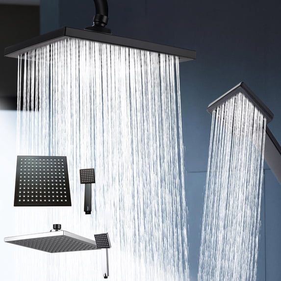 High Pressure Shower Head Set with Large Rainfall Top Spray, Adjustable Spray Modes, Universal Fit, Easy-Clean Nozzles for Bathroom Upgrade