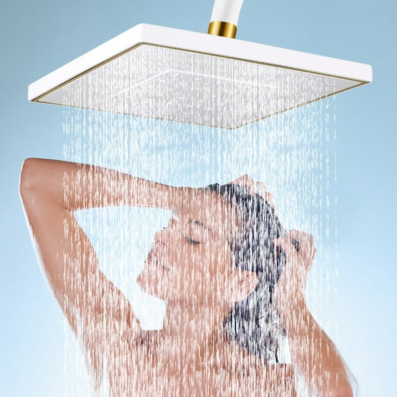High Pressure Shower Head with Turbocharged Top Spray Nozzle, Adjustable Water Flow and Large Panel Design, Powerful Bathroom Shower Head for Home, Spa and Hotel Use