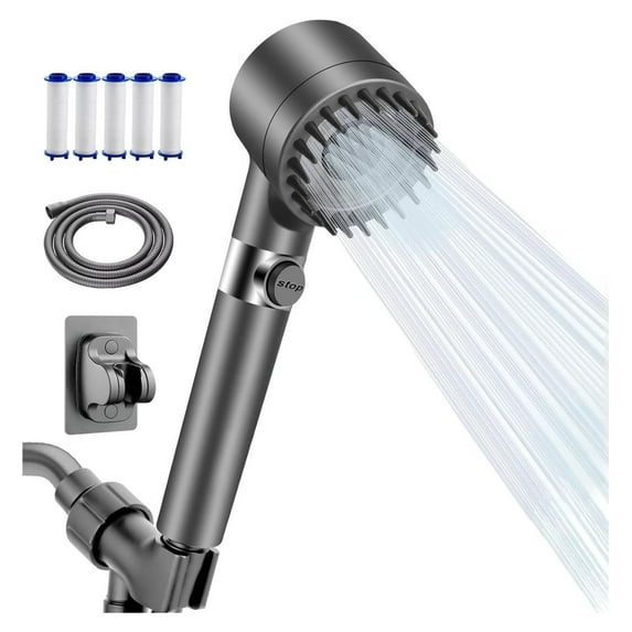 High Pressure Shower Head with Filter, Handheld Shower Head 3 Modes, Water Saving Shower Head for Hard Water, 5 Filter Replacement, Easy Install
