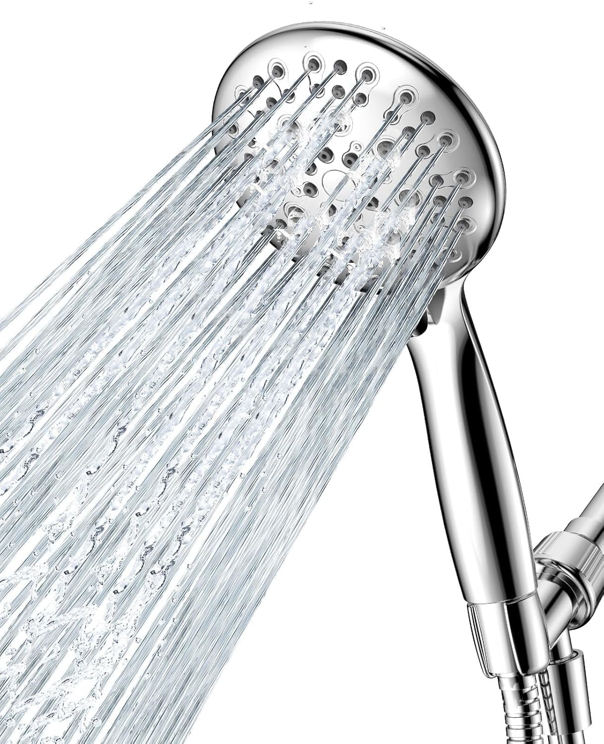High Pressure Shower Head with Handheld, 6 Spray Settings Handheld Showerhead, Rain Showerhead Set with Stainless Steel Hose and Adjustable Bracket