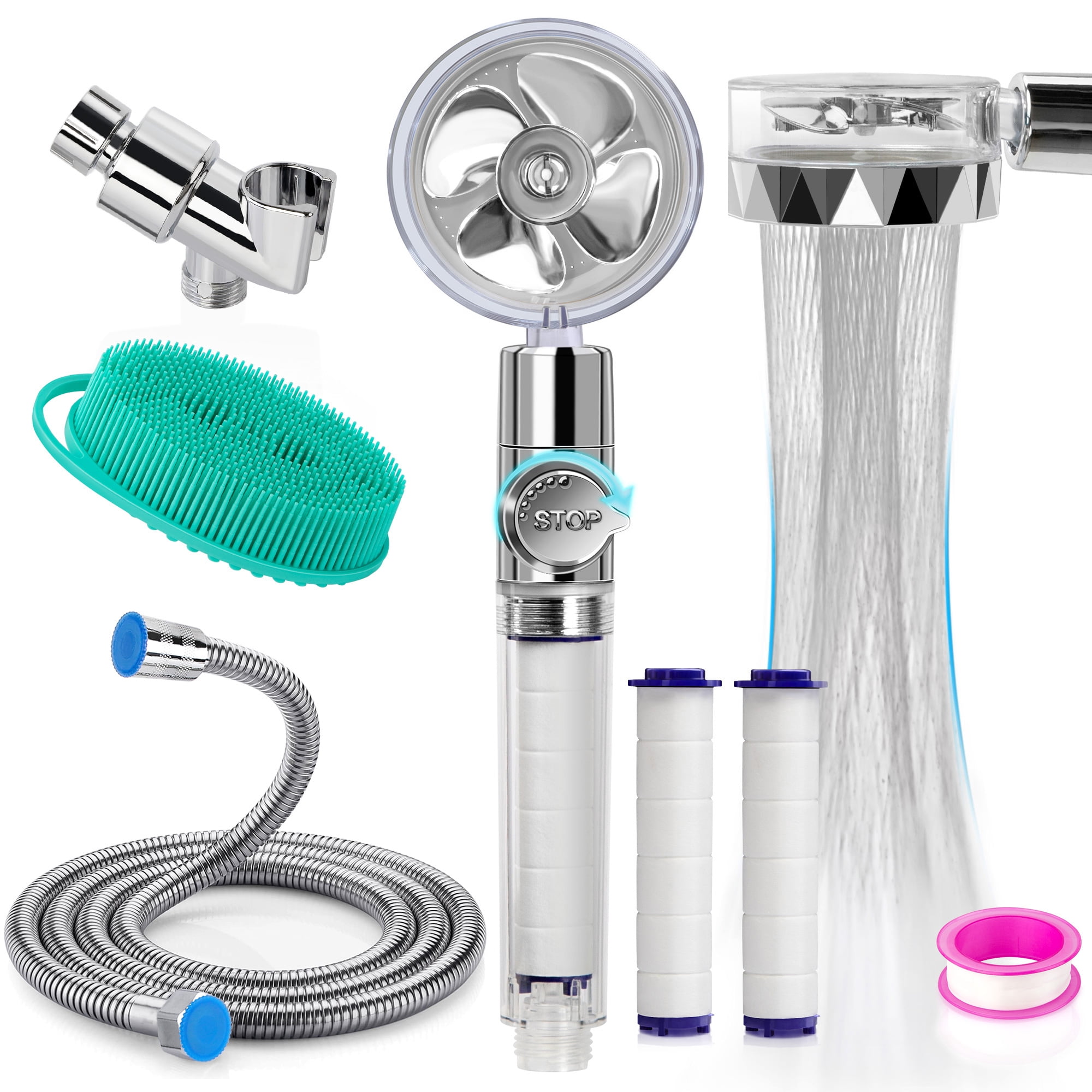 High Pressure Shower Heads Kit with 79 Inch Shower Hose/Shower Arm ...