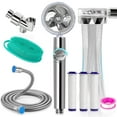 thumbnail image 1 of High Pressure Shower Heads Kit with 79 Inch Shower Hose/Shower Arm Holder/3 PP Cotton Filters/Silicone Body Scrubber Loofah, Handheld Turbo Fan Shower One Key Pause Switch 360 Degrees Rotating, 1 of 10