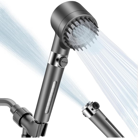 High Pressure Shower Heads with Scalp Massager Shampoo Brush for Skin & Hair Care, Filtered Shower Head with Handheld Sprayer Soften Hard Water, 3 Settings 4 in 1 Detachable Showerhead Set