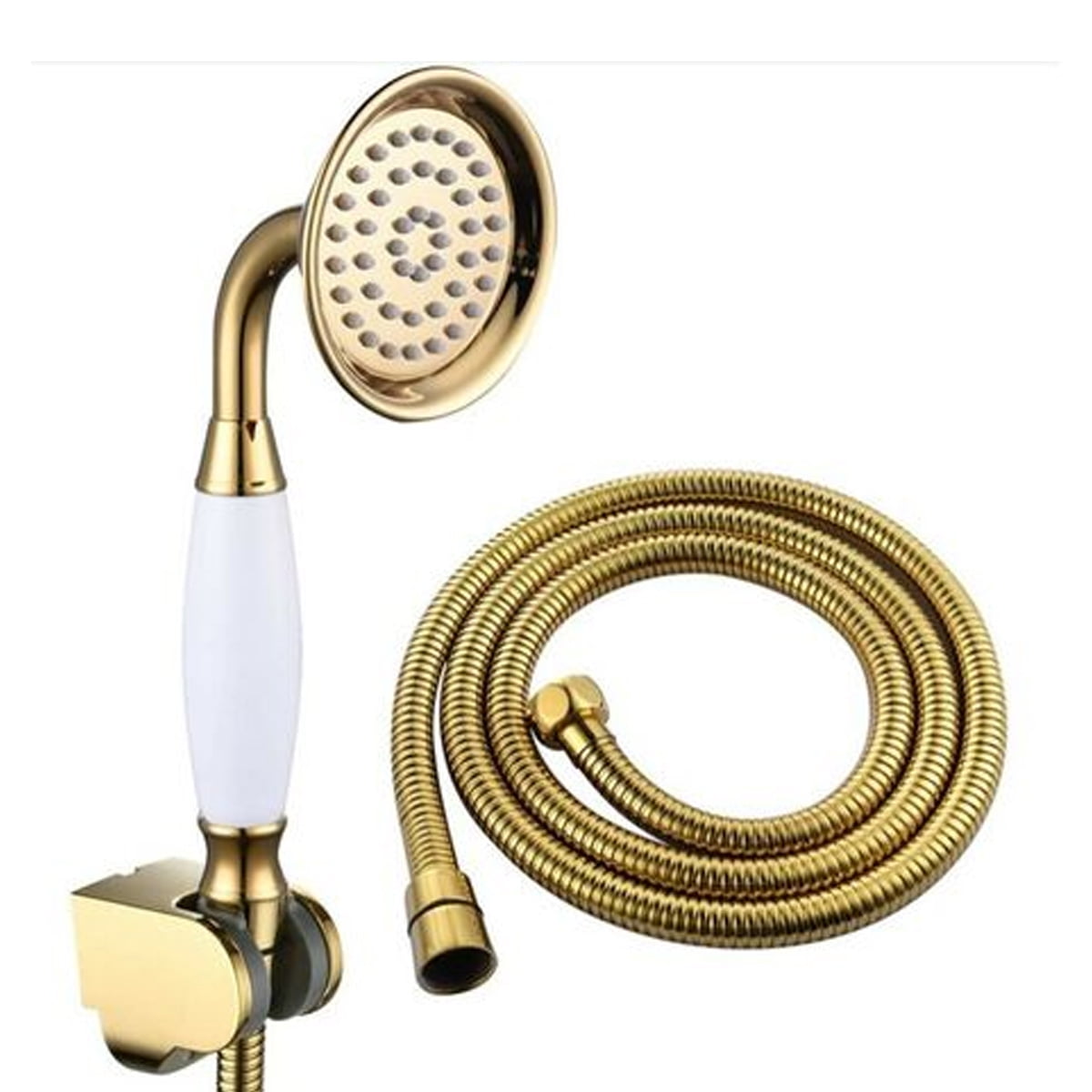 Flexible Soft Hose 1.5M Showerhead, Comfortable Grip For Bathroom, Vintage Style With Brushed Gold Finish, High Pressure