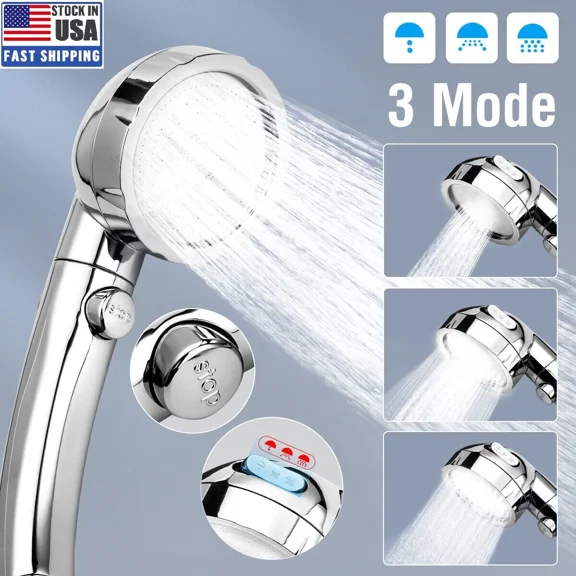 High Pressure Showerhead Handheld Shower Head With On/Off/Pause Durable 3 Mode