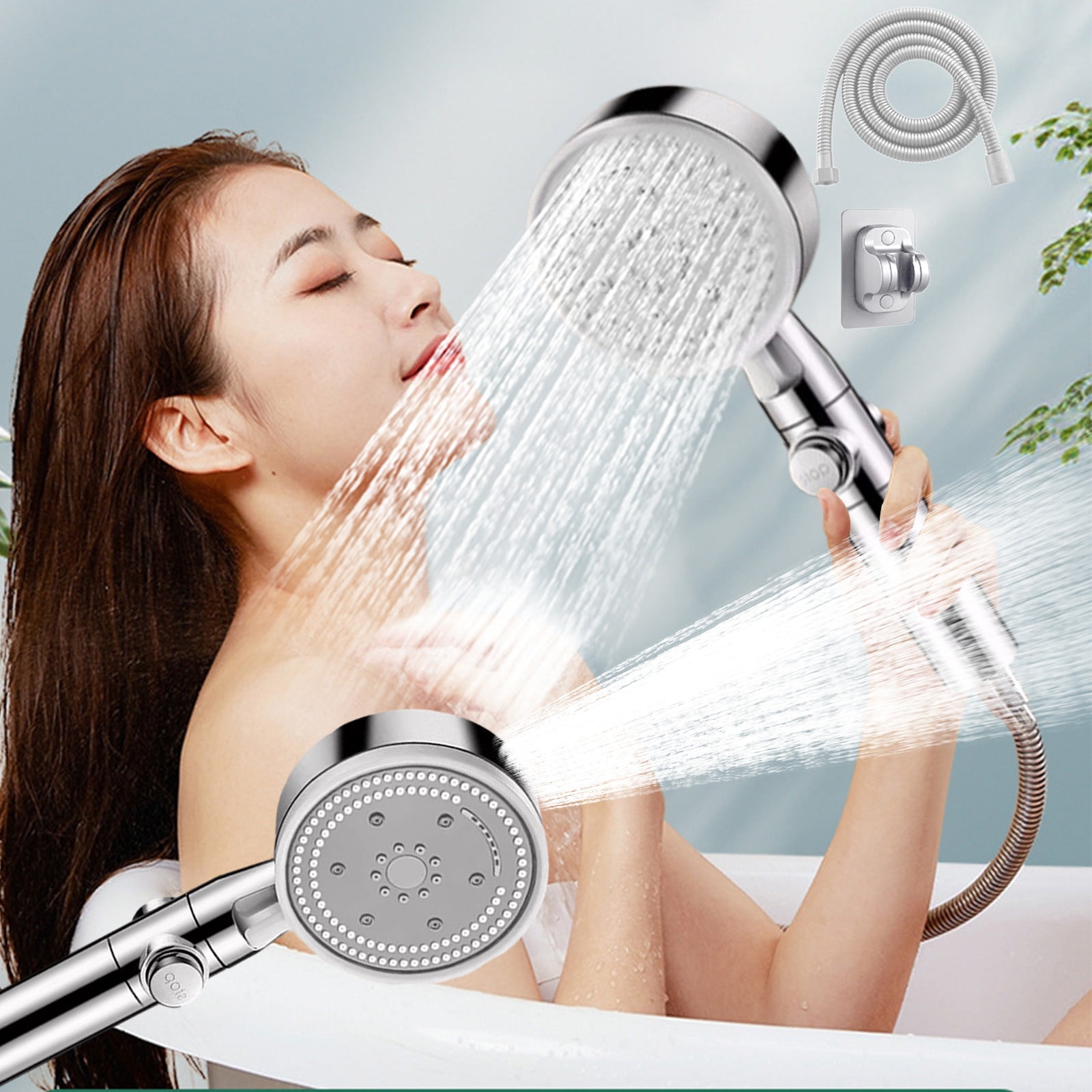 High-Pressure Showerhead,With Handheld Shower Head Attached, 8-Speed ...