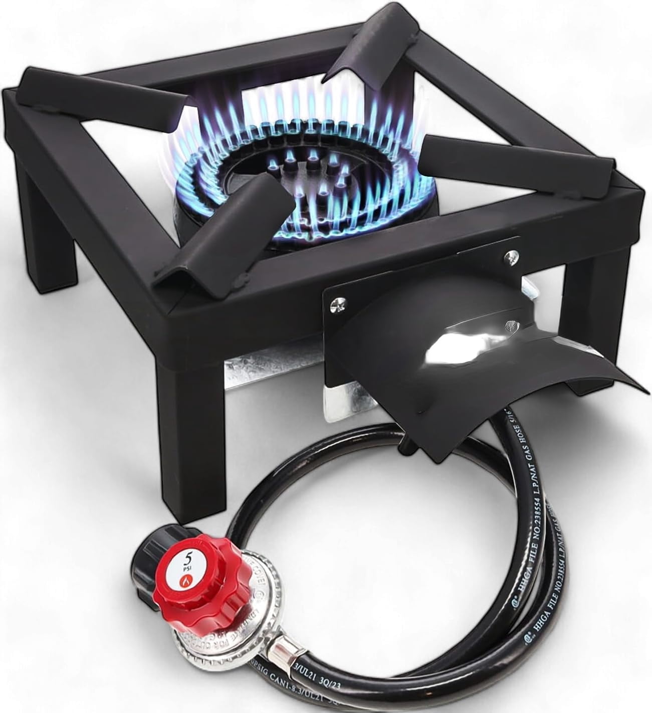 High Pressure Single Propane Burner - Outdoor Cooking with Heat Shield ...