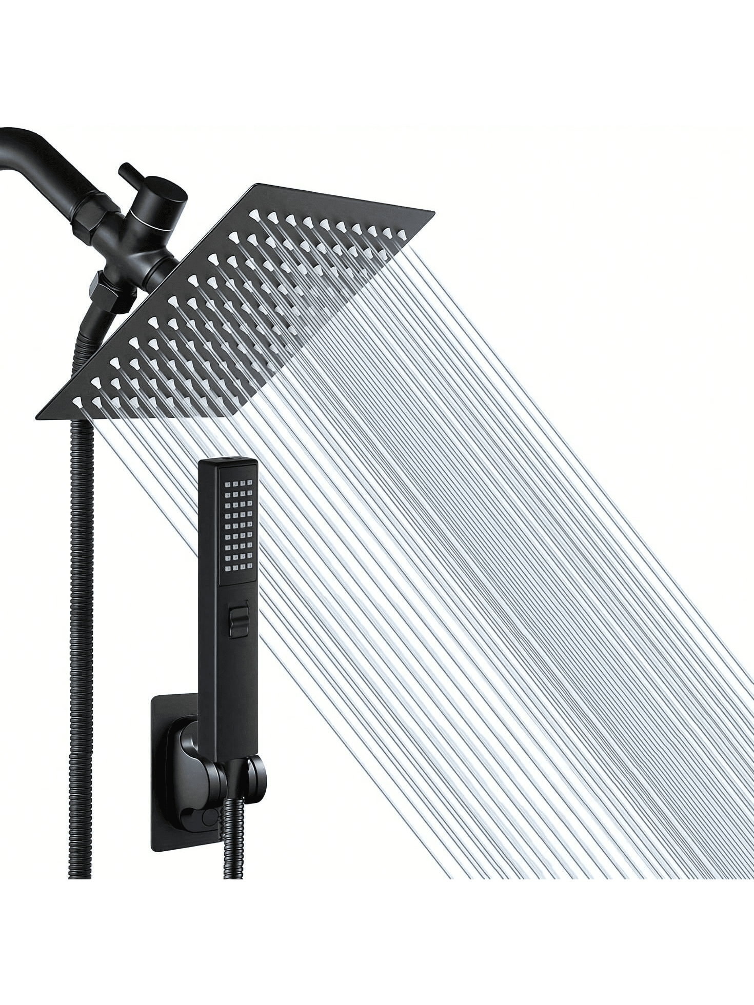 High Pressure Square Rain Shower Head With Handheld Sprayer Combo ...