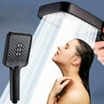 thumbnail image 1 of High Pressure Square Shower Head with Handheld, ZzCityTK Heavy Duty 3 Spray Modes Body Coverage Spray, Powerful Rain Showerhead for Bathroom Upgrade Easy Install, Black, 1 of 6