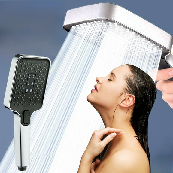High Pressure Square Shower Head with Handheld | 3 Spray Modes for Body Coverage | Powerful Rain Showerhead for Bathroom Upgrade | ABS Plastic