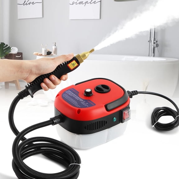 High Pressure Steam Cleaner, 2500W Portable High Temp Bathroom Power Steamer Cleaning Machine For Home Use Grout Tile Kitchen Grease Car Detailing Engine - RED 110V
