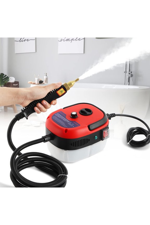 High Pressure Steam Cleaner, 2500W Portable High Temp Bathroom Power Steamer Cleaning Machine For Home Use Grout Tile Kitchen Grease Car Detailing Engine - RED 110V
