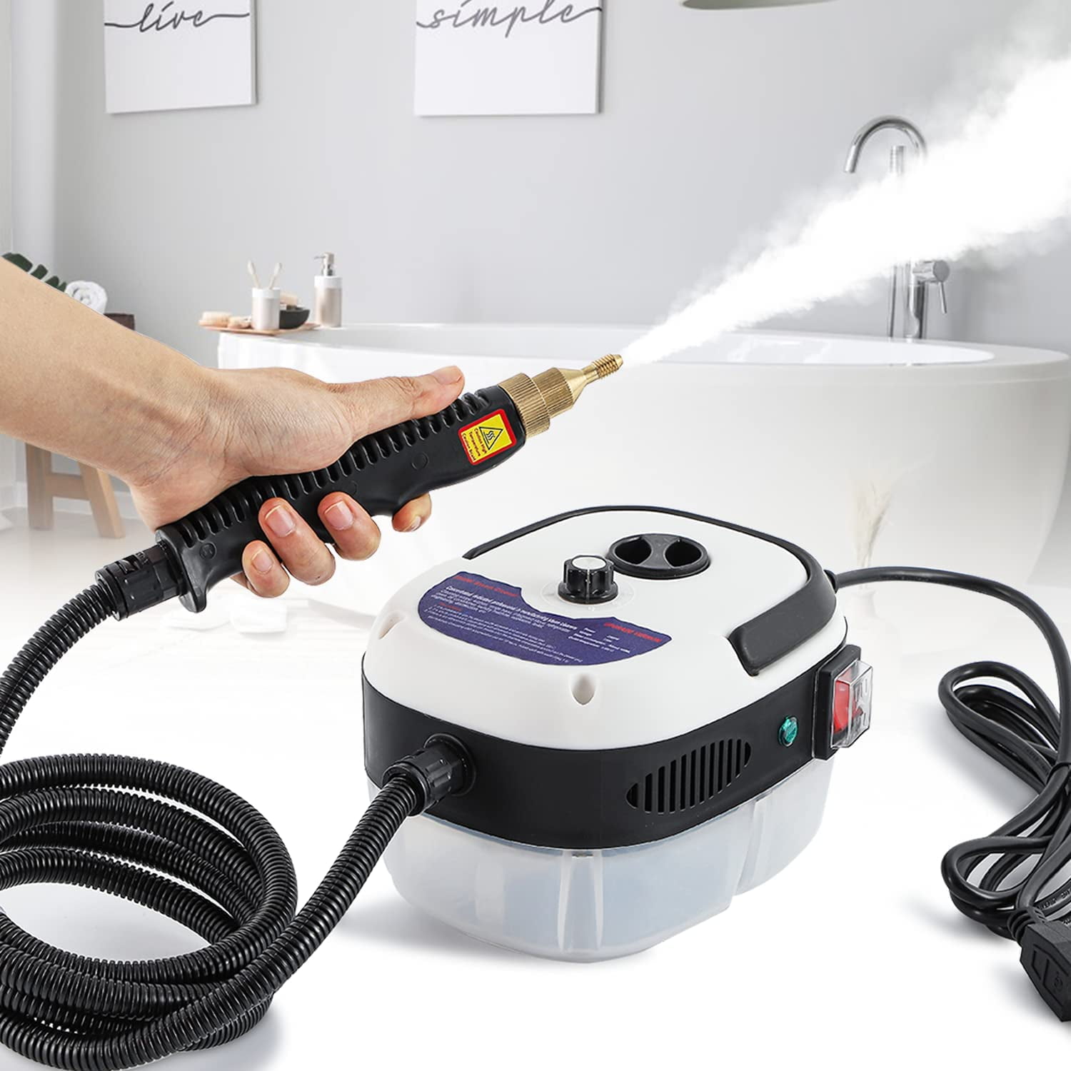 High Pressure Steam Cleaner, 2500W Portable High Temp Bathroom Power Steamer Cleaning Machine