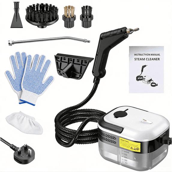 High Pressure Steam Cleaner with 6 Adjustable Levels & 15-Second Fast Heating, 1.2L Large Water Tank Portable High-Temperature Bathroom Strong Steamer for Kitchen Oil Car Cleaning
