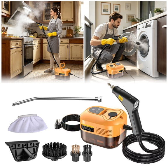 High-Pressure Steam Cleaner, Multi-Purpose Steam Steamer for Home & Car, Kitchen Auto Engine Cleaner, 7.28" x 5.91" x 7.51" Size-Yellow