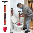 thumbnail image 1 of High Pressure Toilet Plunger, Stainless Steel Toilet Pipe Unblock Shot, Heavy Duty Toilet Snake For Bathroom Cleaning And Maintenance, 1 of 6