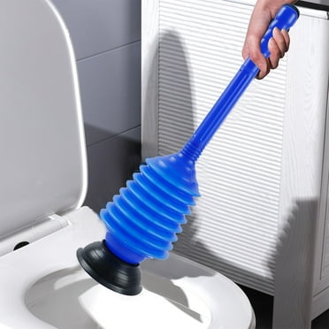 High Pressure Toilet Plunger & Unclogger Manual Suction Tool for Kitchen Sink,Bathroom & Pipe Blockages Blue/Red Plastic 20 Inch Household Plumbing Tool
