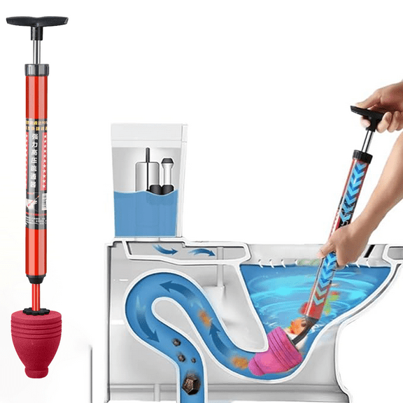High Pressure Toilet Unblocker Plunger Kit, Drain Opener Tool for Pipe Cleaning & Clog Removal, Bathroom Plumbing Essential