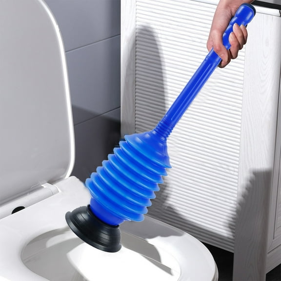 High Pressure Toilet Unclogger, Household Drain Cleaner Tool for Sinks, Toilets & Pipes, Blue/Red, 51cm Manual Plunger with Strong Suction Power