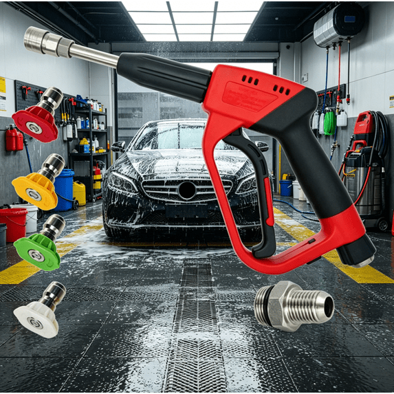High Pressure Washer, General Purpose Water Spray Washer for Garden Hose, Quick Connect Adapter & 4 Precision Spray Tips for Heavy Duty Outdoor Use