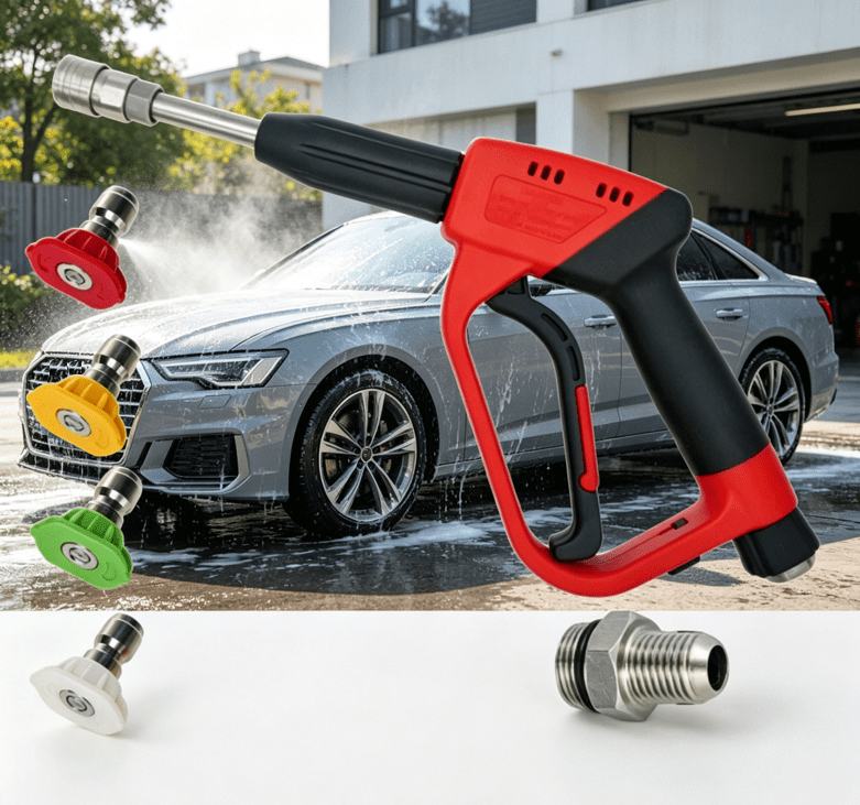 High Pressure Washer, Leak-Proof Quick Connect Garden Water Washer, Extended Anti-Tangle Wand & 4 Heavy Duty Nozzle Tips for Home Window & Deck