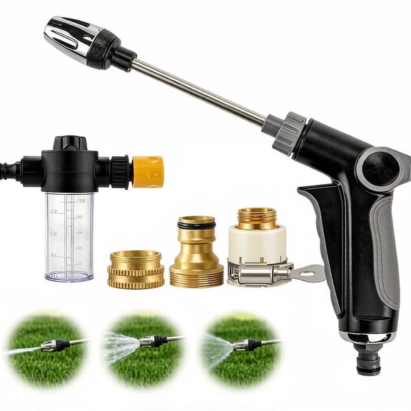 High Pressure Washer Nozzle, 360° Rotating Garden Hose Spray, 3 Modes Jet Power Washer for Car Patio