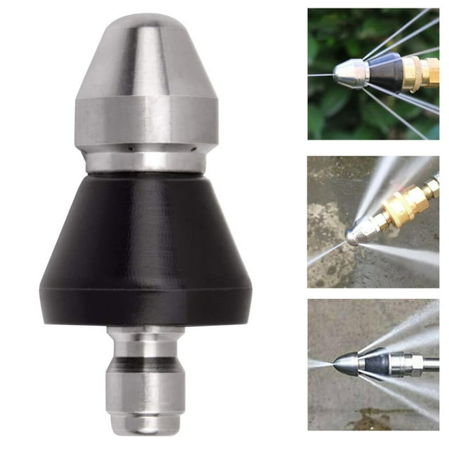 Stainless Steel High Pressure Washer Sewer Jetter Nozzle, 1/4'' Quick