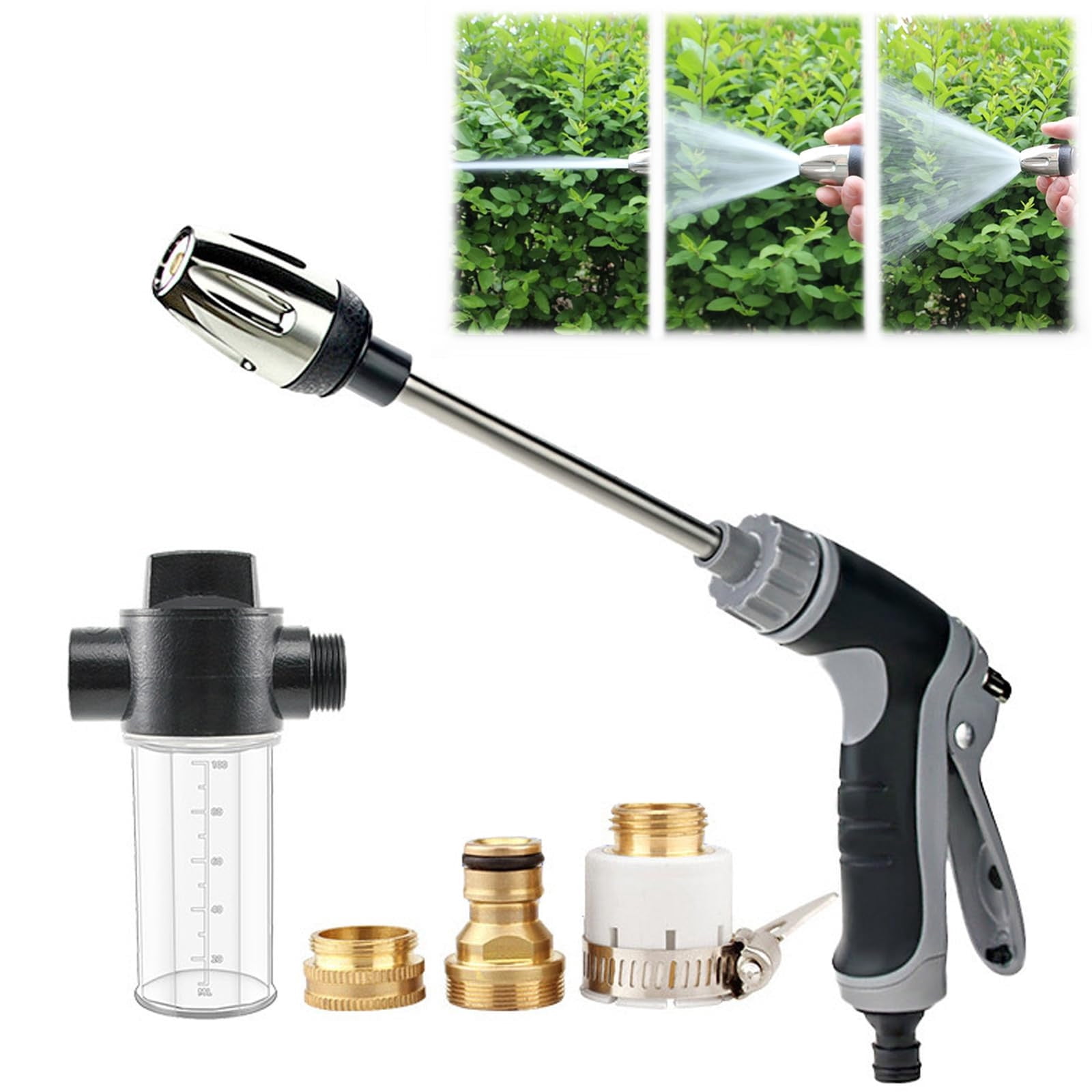 High Pressure Washer Wand for Garden Hose with Soap Dispenser, Adjustable Metal Nozzle Sprayer for Car Wash, Pet Bathing & Patio