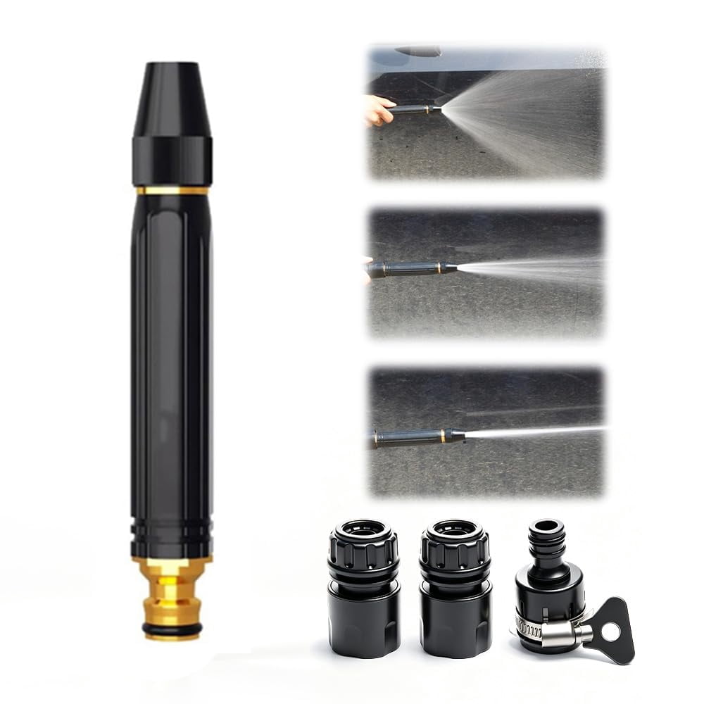 High Pressure Water Gun-5-in-1 Nozzle,Garden Hose Pressure Booster,3000PSI Booster, Heavy Duty for Car Wash