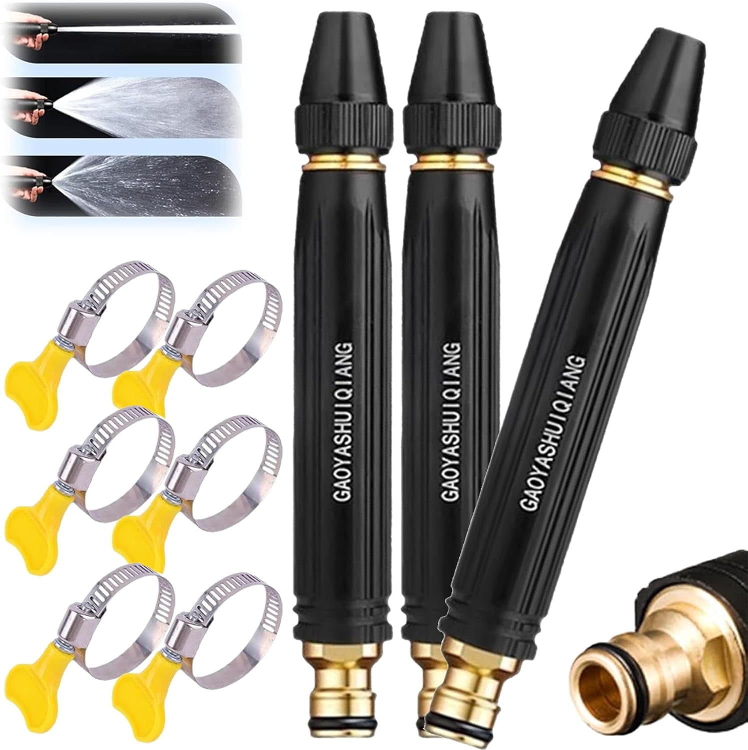 High Pressure Water Gun with Booster Nozzle, Small Water Gun for Car Wash and Garden Hose, Power Washer Gun for House Wash and Plant Watering (3PCS)