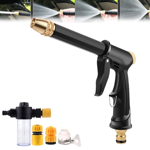High Pressure Water Hose Nozzle for Garden Hose, High Pressure Water Nozzle with Rotating Spray Tip, Multi-Function Water Spray Gun for Car, Bike, Pet & Garden Cleaning