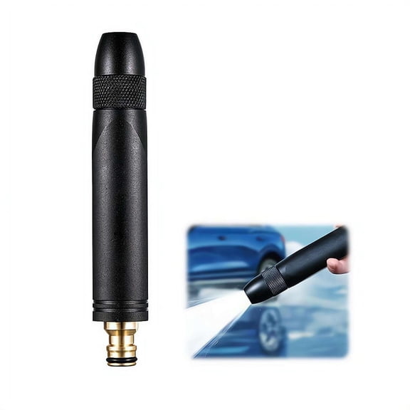 High Pressure Water Nozzle, 4 Adjustable Spray Modes from Strong Jet to Fine Mist, Heavy Duty Metal Hose Nozzle for Car Washing Garden Watering, Rustproof Zinc Alloy & Brass, 6.89 Inches