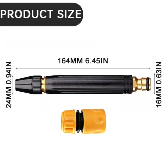 High Pressure Water Spray Nozzle with Metal Connector – Multi-Pattern Jet Nozzle for Car Wash and Garden Use