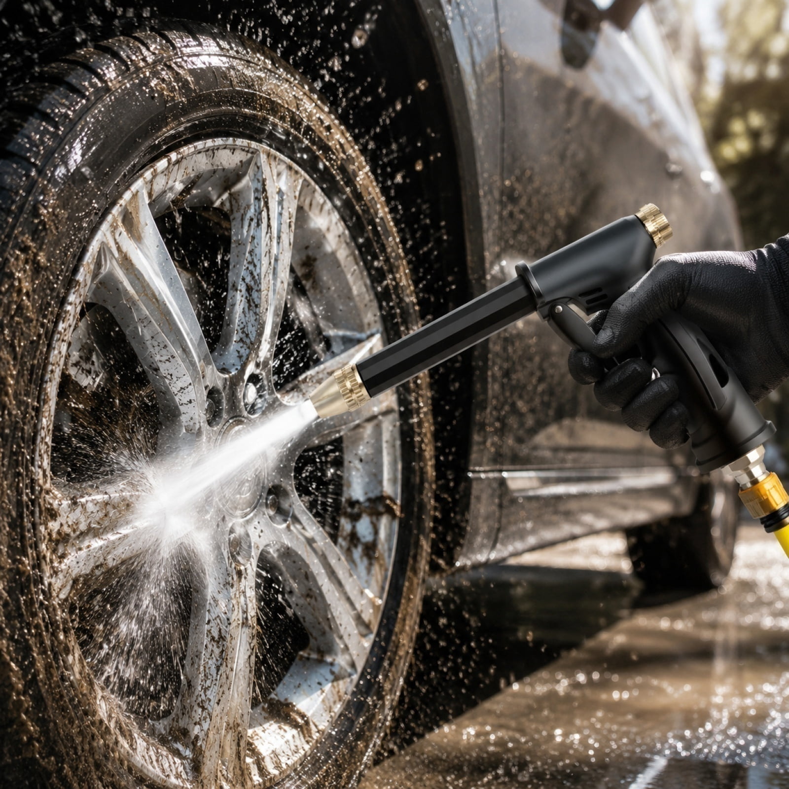 High Pressure Water Sprayer Head with 4 Patterns, Heavy Duty Garden Hose Nozzle fits 3/4” Garden Hose Thread, for Washing Cars, Watering Garden, Pets Shower B