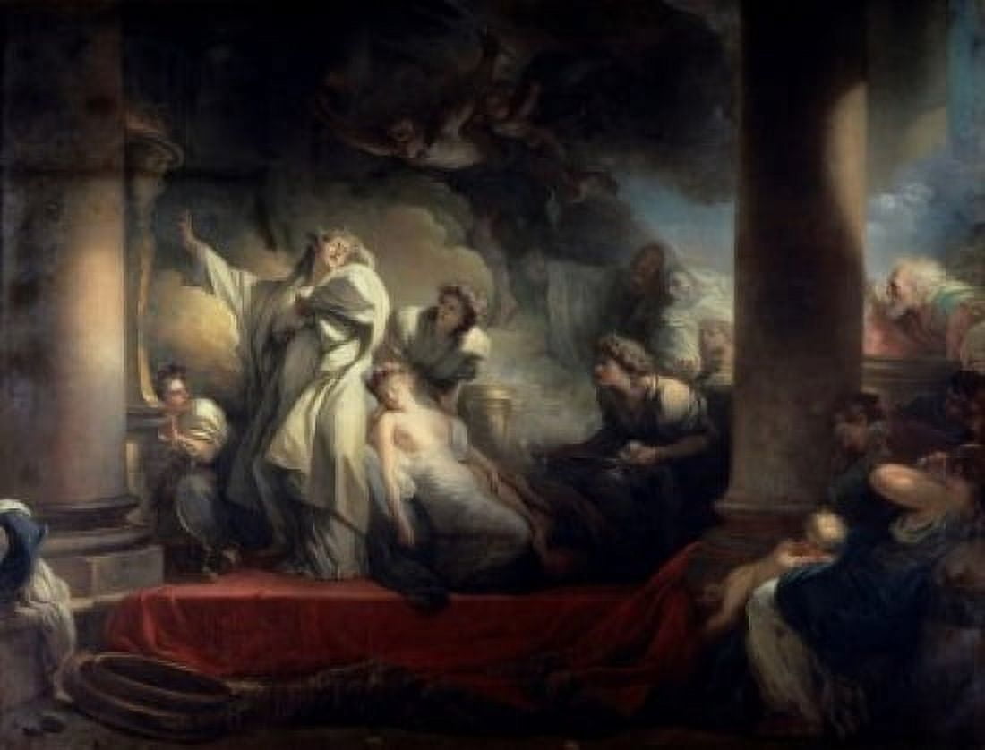 The High Priest Coresus Sacrifices Himself to Save Callirhoe 1760 Jean Honor Fragonard (1732-1806French) Muse du Louvre Paris Canvas Art - Jean Honor Fragonard (24 x 36)