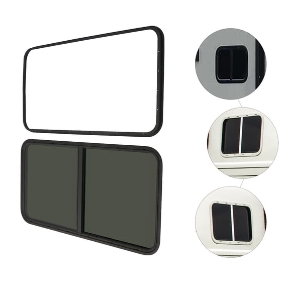 High Privacy RV Window Black 24"W*20"H for RV w/Sheet Metal thickness of 2-6mm Universal RV Window Horizontal Sliding Windows w/ Trim Ring Aluminum Alloy Aluminum Alloy RV Window Black