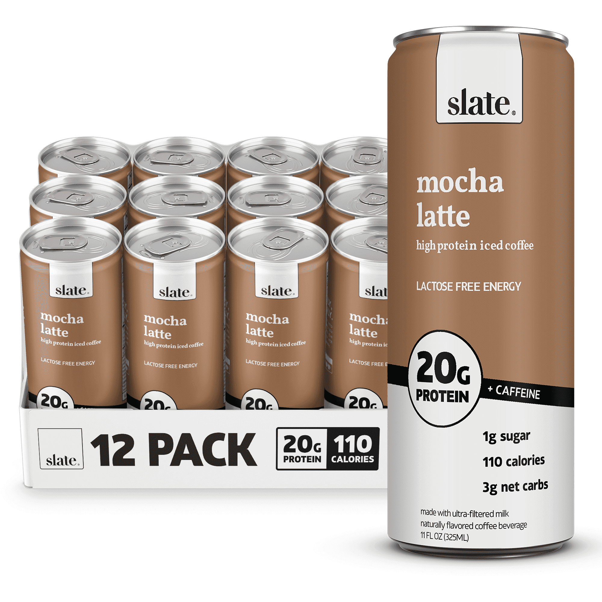 Slate Milk, High Protein Iced Coffee, Mocha Latte, 175mg Caffeine